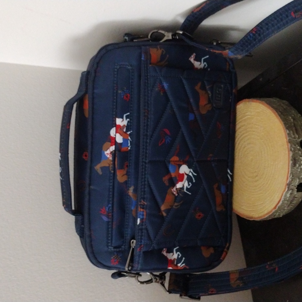 NWOT Lug Scoop 2 Crossbody Horses Navy